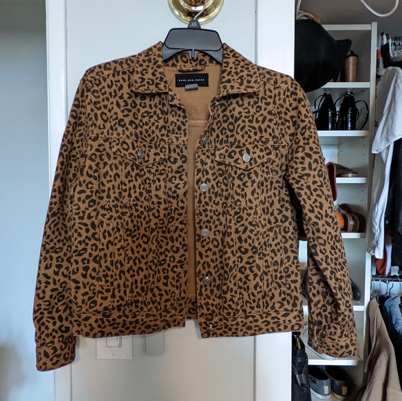 no one cares Jackets & Blazers - Leppard Print Jean Jacket No One Cares Small
